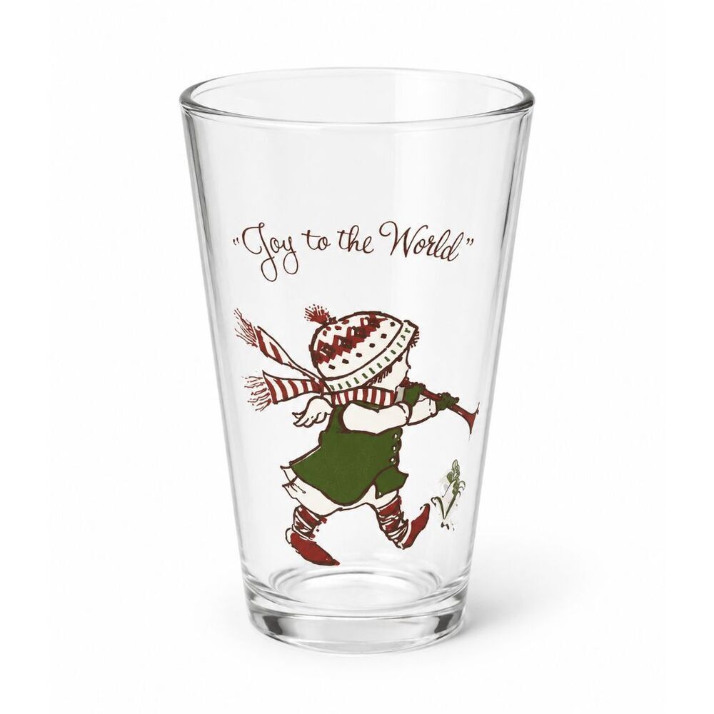 Holly Hobbie Christmas drinking glass, Joy to the world by American Greetings CO